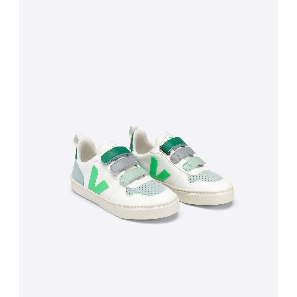 Veja V-10 CHROMEFREE Kids' Shoes White/Green | CA 741MQZ